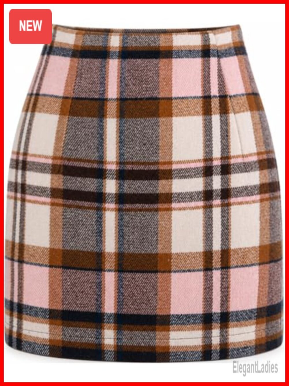 High Waist Plaid Mini Skort Bodycon Pencil 100% Polyester